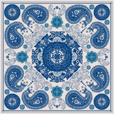 Square ornamental pattern with flowers