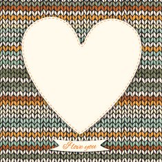 Romantic valentine's day knitted background with heart frame N5