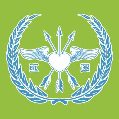 Vintage Hipster Logo Angel Heart with Crossed Arrows Vector