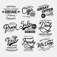 Black and White Artistic Fashion Labels