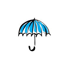 Illustrated vector open umbrella on white background