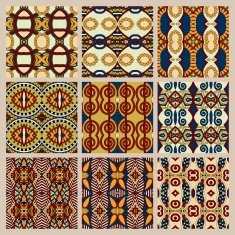 set of different seamless colored vintage geometric pattern N119