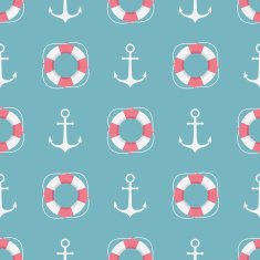 seamless vector pattern with anchor and lifebuoy