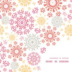 Vector folk floral circles abstract frame corner pattern background