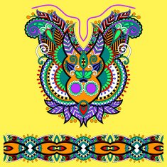 Neckline ornate floral paisley embroidery fashion design N44