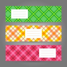 Set of Horizontal Tartan Banners Abstract Geometric ornament Vector Illustration