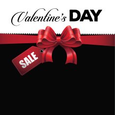 Valentine&rsquo;s Day sale background with big red bow