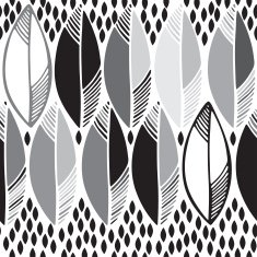 Seamless monochrome pattern with abstract leaves