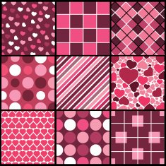 Set of 9 Vector Patterns for Valentine's Day