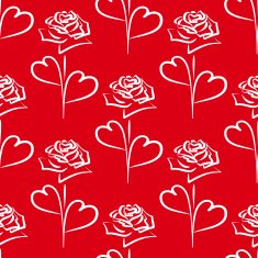 Vector seamless background of white roses and hearts