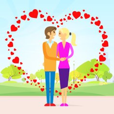 valentine day gift card couple in heart shape