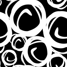 Vector black & white seamless pattern with round asymmetrical shapes N4