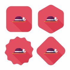 Women hat flat icon with long shadow N49