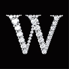 diamond letters with gemstones isolated on black N7