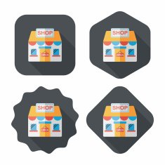 shopping store flat icon with long shadow eps10 N87