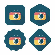 camera flat icon with long shadow N51