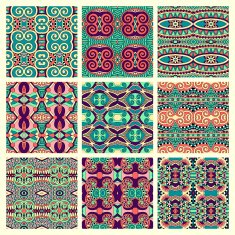 set of different seamless colored vintage geometric pattern N120