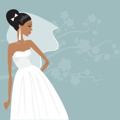 beautiful bride in a wedding dress Vector illustration