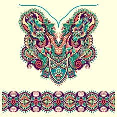 Neckline ornate floral paisley embroidery fashion design ukrain N45