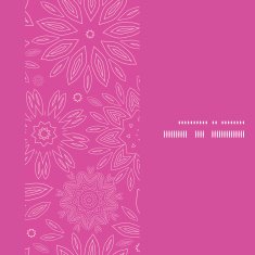 Vector pink abstract flowers texture vertical frame seamless pattern background