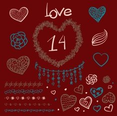 Vector large creative set of Valentines day