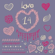 Vector large creative set of Valentines day N3