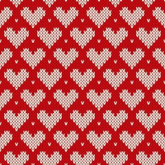 Seamless knitted pattern with hearts Valentine's Day background N2
