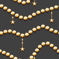 Seamless pattern with golden beads and stars