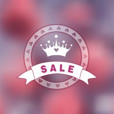Pink blurry photo as a background with princess logo