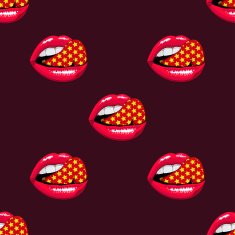 Pink lips seamless pattern on a background N2