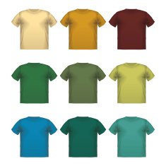 Set of colorful male t-shirts Vector wear printing isolated