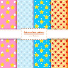 Set Abstract seamless pattern dots and stars