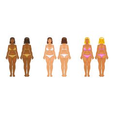 Fat and thin woman vector illustration normal anorexia body N3