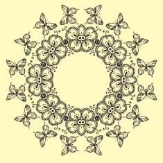rastr pattern with butterflies and flowers not seamless