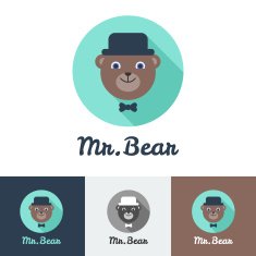 Vector flat modern minimalistic toy bear logo N2