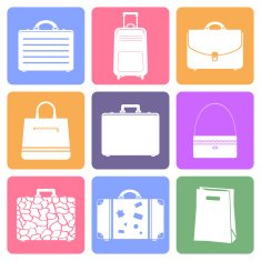 Bags and suitcases flat icons