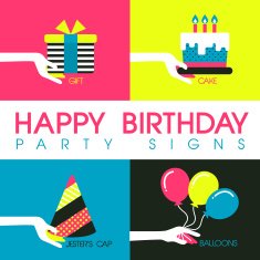 flat design for birthday party signs concept