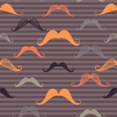 Vintage seamless pattern with mustache and stripes background