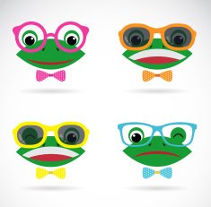 Vector image of a frog wear glasses on white background