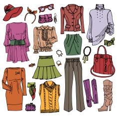 Fashion Sketchy Females clothing and accessories set