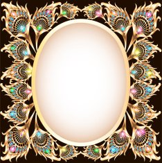 background frame with gold ornament form of a peacock fe