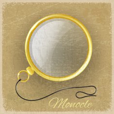 Antique gold monocle on a grunge background