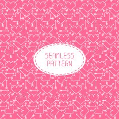 Romantic line seamless pattern with hearts Beautiful vector illustration Background N4