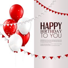 Vector birthday card with balloons and text N24