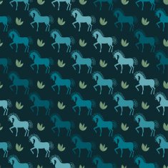 blue horses seamless pattern vector background on the dark cover