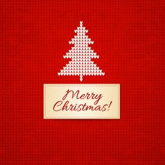 Knitting background with christmas tree