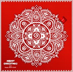 Beautiful Christmas lace ornament with a knitted background