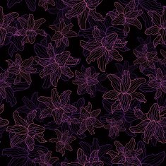 Floral pattern Lily on a black background