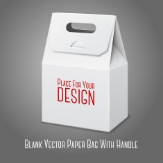 Blank white paper packaging bag with handle Vector