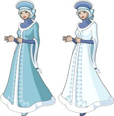Snow Maiden character in long ornate coat